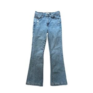 Kensie Jeans Savannah Flare Jeans Women Blue High Rise Distressed SIZE 6/28